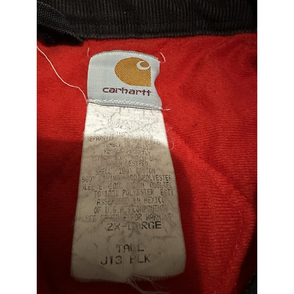 Vintage 90s‎ Carhartt Black w/ Red Quilt-Lined Santa Fe Jacket J13 BLK Men's 2XL - Picture 5 of 7